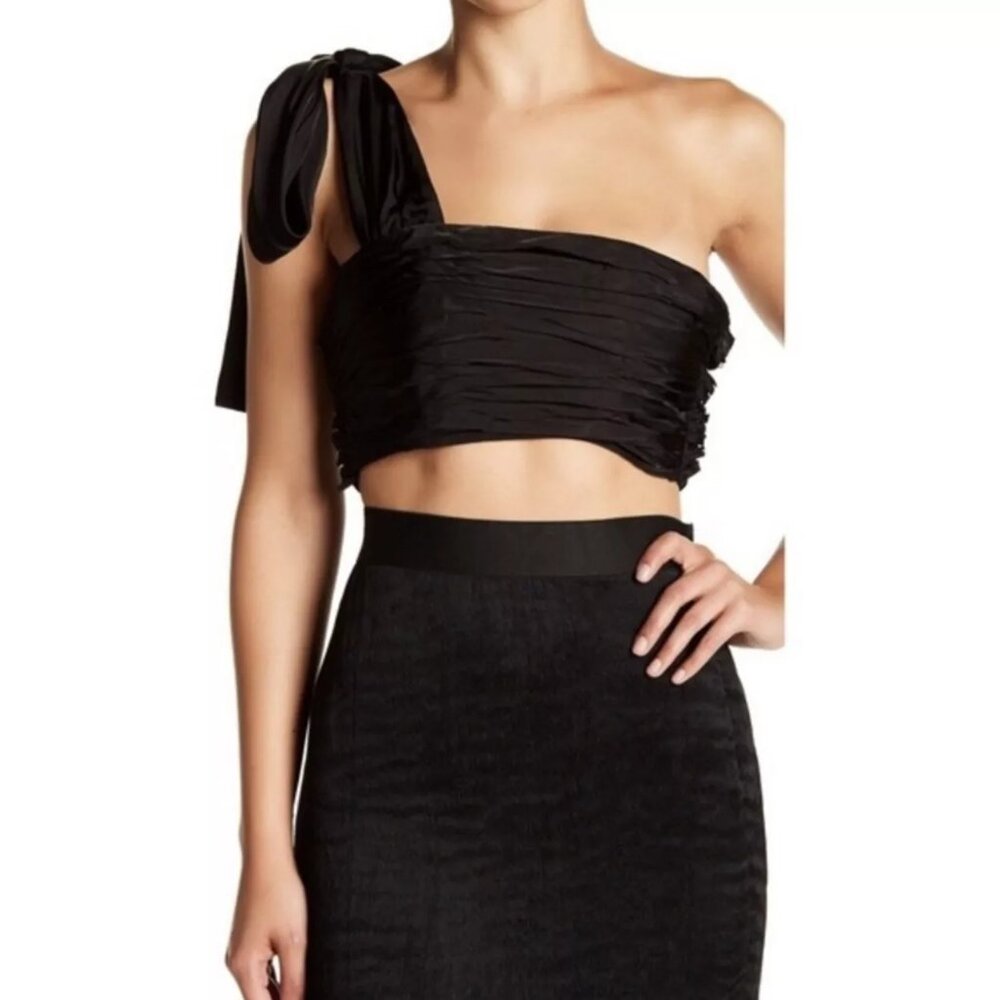 Cinq a Sept Amora Gathered One Shoulder Crop Top
